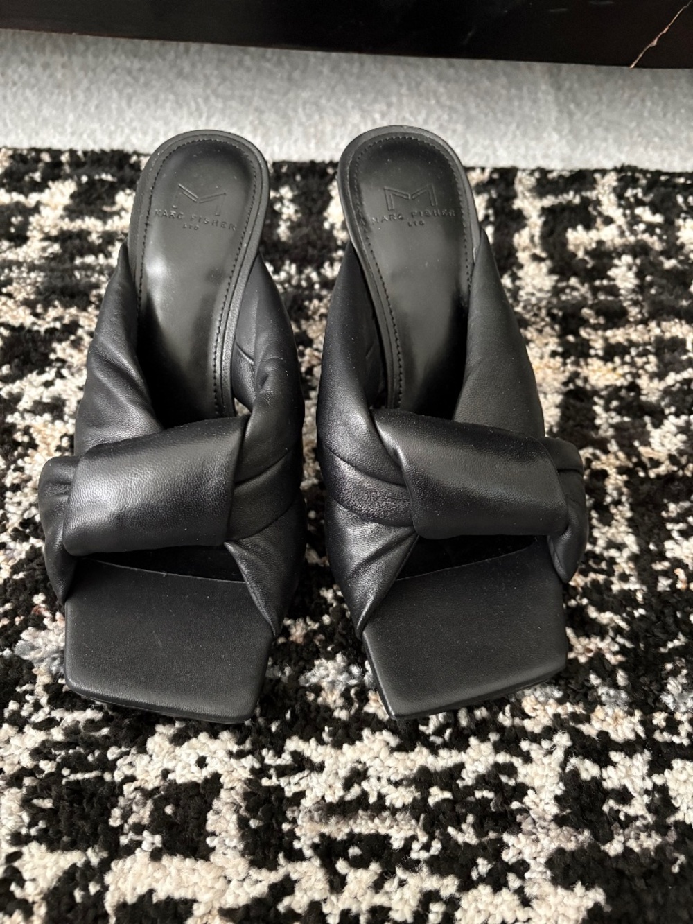 Marc Fisher square toe puffy leather sandal
